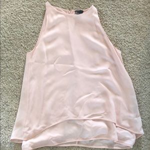 Theory light pink chiffon layered tank